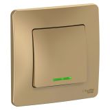 Одноклавишный переключатель скрытой установки с подсветкой 10А 250В (cх.6) Systeme Electric (Schneider Electric) Blanca BLNVS010614, Титан