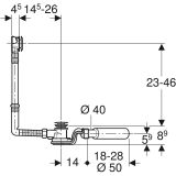 Слив-перелив для ванны Geberit с pushcontrol, d52, длина 26 см 150.758.21.1