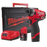 Аккумуляторный ударный винтоверт Milwaukee M12 FID-202X, 12 В, 147 Нм, 3300 об/мин, с 2 АКБ 2 Ач и ЗУ, в кейсе, 4933459823