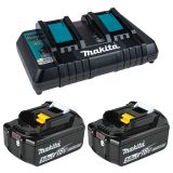 Набор Makita: аккумуляторная угловая шлифмашина DGA701ZU, 180 мм, 7800 об/мин + 2 аккумулятора BL1850B, 18 В, 5 Ач + зарядное устройство DC18RD, PT998