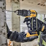 Аккумуляторная ударная дрель-шуруповерт DEWALT DCD805E2T, 18 В, 2000 об/мин, 34000 уд/мин, с 2 АКБ 1.7 Ач и ЗУ, в кейсе TSTAK (DCD805E2T-QW)