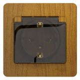 Розетка с заземлением со шторками с крышкой 16А IP20 Systeme Electric (Schneider Electric) Glossa, дерево дуб GSL000546