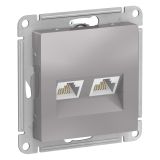 Розетка двойная компьютерная Systeme Electric (Schneider Electric) AtlasDesign RJ45+RJ45, категория 5E, алюминий ATN000385