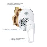 Смеситель для ванны GROHE BauLoop в комплекте с монтажной частью, хром (29041001)