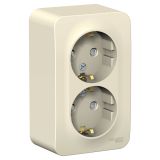 Розетка двойная с заземляющим контактом и шторками 16A 250В Systeme Electric (Schneider Electric) Blanca, Молочный, BLNRA011202