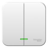 Выключатель с подсветкой 2-клавишный с монтажной пластиной открытой установки 6А 250B Systeme Electric (Schneider Electric) Blanca BLNVA065121, белый