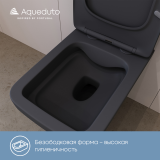 Унитаз подвесной Aqueduto ESTETA 520*370 безободковый, сиденье с микролифтом, черный матовый (EST0140)