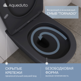 Унитаз подвесной Aqueduto OVO Plus 520*365 безободковый, сиденье с микролифтом, черный матовый (OVOT0240)