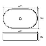 Раковина накладная Aqueduto ESPIRAL, овальная 390*600, серый матовый (ESP0230)