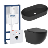 Комплект инсталляции GROHE Rapid SL 38772SH0 с унитазом Aqueduto OVO OVOT2140 и раковиной Aqueduto ESPIRAL ESP0240 (NW0628)