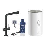 Комплект для кухни GROHE Red Duo с L-образным смесителем, бойлером M-Size и фильтром, черный бархат (30327KS1)
