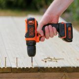Аккумуляторная дрель-шуруповерт BLACK+DECKER BDCDD12K1, 10 В, 1.5 Ач , Li-Ion