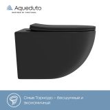Унитаз подвесной Aqueduto OVO 525*360 безободковый, сиденье с микролифтом, черный матовый (OVOT2140)