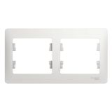 Рамка 2-постовая горизонтальная Systeme Electric (Schneider Electric) Glossa, белая GSL000102