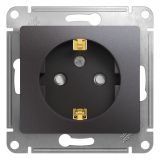Розетка с заземлением со шторками 16А 250В механизм Systeme Electric (Schneider Electric) Glossa, графит GSL001345