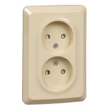 Розетка двойная без заземления со шторками 16А Systeme Electric (Schneider Electric) Etude, кремовый PC16-106K
