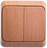 Выключатель 2-клавишный с подсветкой Systeme Electric (Schneider Electric) Etude, бук BA10-006T