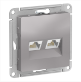 Розетка двойная компьютерная Schneider Electric AtlasDesign, RJ45+RJ45, категория 6А, механизм, алюминий, ATN000388