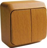 Выключатель 2-клавишный с подсветкой Systeme Electric (Schneider Electric) Etude, бук BA10-006T