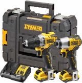 Аккумуляторный набор DEWALT DCK2110L2T, 12 В: дрель-шуруповерт DCD701 + шуруповерт DCF801, с 2 АКБ 3 Ач и ЗУ, в кейсе TSTAK