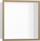 Настенный короб hansgrohe XtraStoris Individual с цветом корпуса матовый белый и дизайнерской рамой, 30х30х10 см 56099140, шлифованная бронза