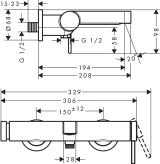 Смеситель для ванны hansgrohe Finoris внешнего монтажа 76420000, хром