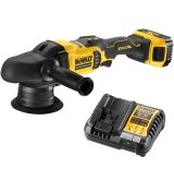 Аккумуляторная полировальная машина DEWALT DCM848P1, 18 В, 125 мм, 5500 кол/мин, с АКБ 5 Ач и ЗУ (DCM848P1N-XJ)