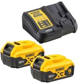 Аккумуляторный набор DEWALT DCK384P2T, 18 В: дрель DCD796 + шуруповерт DCG405 + УШМ DCG405, с 2 АКБ 5 Ач и ЗУ, в 2 кейсах TSTAK