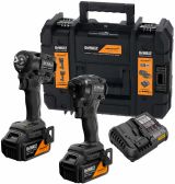 Аккумуляторный набор DEWALT McLaren Limited Edition DCK2224MP2T, 18 В: шуруповерт + гайковерт, с 2 АКБ 5 Ач и ЗУ, в кейсе TSTAK