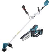 Аккумуляторный набор садовой техники Makita, 18 В: цепная пила DUC150 + триммер DUR190U, с АКБ 3 Ач и ЗУ