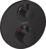 Внешняя часть термостата для душа hansgrohe Ecostat S скрытого монтажа на 2 потребителя 15758670, матовый черный