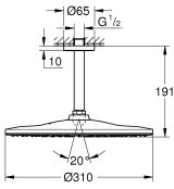 Верхний душ GROHE Rainshower Mono 310, 9,5 л/мин, 1 режим, 142 мм, фантомный черный (22122KF0)
