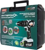 Аккумуляторная ударная дрель-шуруповерт ИНТЕРСКОЛ ДАУ-13/18В 60, 18 В, 2000 об/мин, 30000 уд/мин, с АКБ 4 Ач и ЗУ (574.4.1.70)