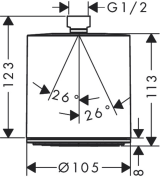 Верхний душ hansgrohe Pulsify S 105 1jet EcoSmart+ 24132000, хром