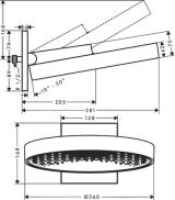 Верхний душ hansgrohe Rainfinity 360 1jet с настенным креплением 26230670, матовый черный
