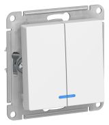 Выключатель 2-клавишный с подсветкой Systeme Electric (Schneider Electric) Atlas Design 10АХ, лотос ATN001353