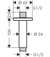 Душевой кронштейн hansgrohe Vernis Blend потолочный 100 мм 27804670, матовый черный