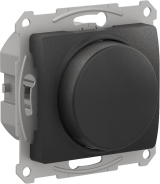 СВЕТОРЕГУЛЯТОР (диммер) Systeme Electric (Schneider Electric) Glossa поворотно-нажимной, LED, RC, 400Вт, мех.,  АНТРАЦИТ
