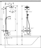 Душевая система hansgrohe Croma Select S 280 1jet с термостатом для ванны 26792000, хром