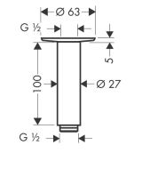 Душевой кронштейн hansgrohe потолочный 100 мм 27479140, шлифованная бронза