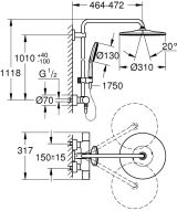 Душевая система GROHE Rainshower SmartActive 310 с термостатом для душа, холодный рассвет глянец (26836GL0)