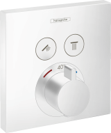 Внешняя часть термостата для душа hansgrohe ShowerSelect скрытого монтажа на 2 потребителя 15763700, матовый белый