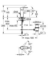 Смеситель для биде GROHE Lineare с донным клапаном, темный графит матовый (33848AL1)