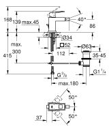 Смеситель для биде GROHE Eurocube с донным клапаном, темный графит матовый (23138AL0)