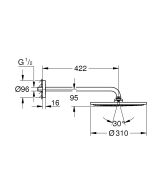 Верхний душ GROHE Rainshower 310, 12,5 л/мин, 1 режим, 422 мм, хром (26257000)
