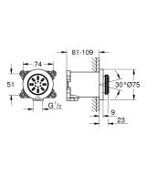 Боковой душ GROHE Rainshower Aqua, круглый, 2 режима струи, никель глянцевый (26801BE0)