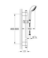 Душевой гарнитур GROHE Relexa Massage 100, 4 режима струи, душевая штанга 600 мм, 7.5 л/мин, хром (28945000)