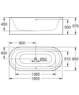 Ванна GROHE Essence, 180 x 80 х 57,5, альпин-белый (39729000)