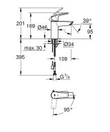 Смеситель для раковины GROHE Eurosmart с цепочкой, S-Size, хром (23372003)
