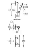 Термостат для душа GROHE Grohtherm 500 с душевым гарнитуром, хром (34797001)